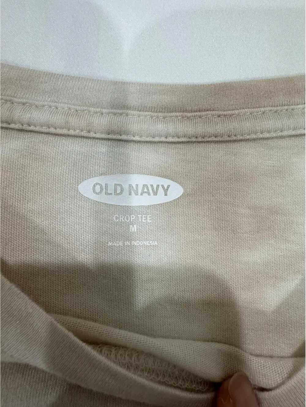 Old Navy Beige Tan Tie Dye Cropped Tee Shirt Casual Neutral Short Sleeve- Medium - Picture 4 of 7
